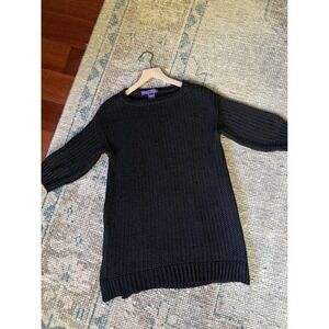 Ralph Lauren Collection Black 100% Silk Knit Sweater Crewneck Italy Womens Small